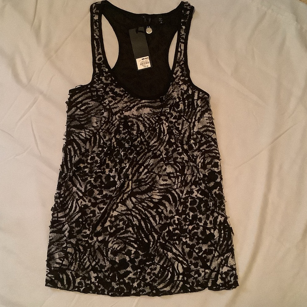 BKE Black and Gray Patterned Racerback Tank